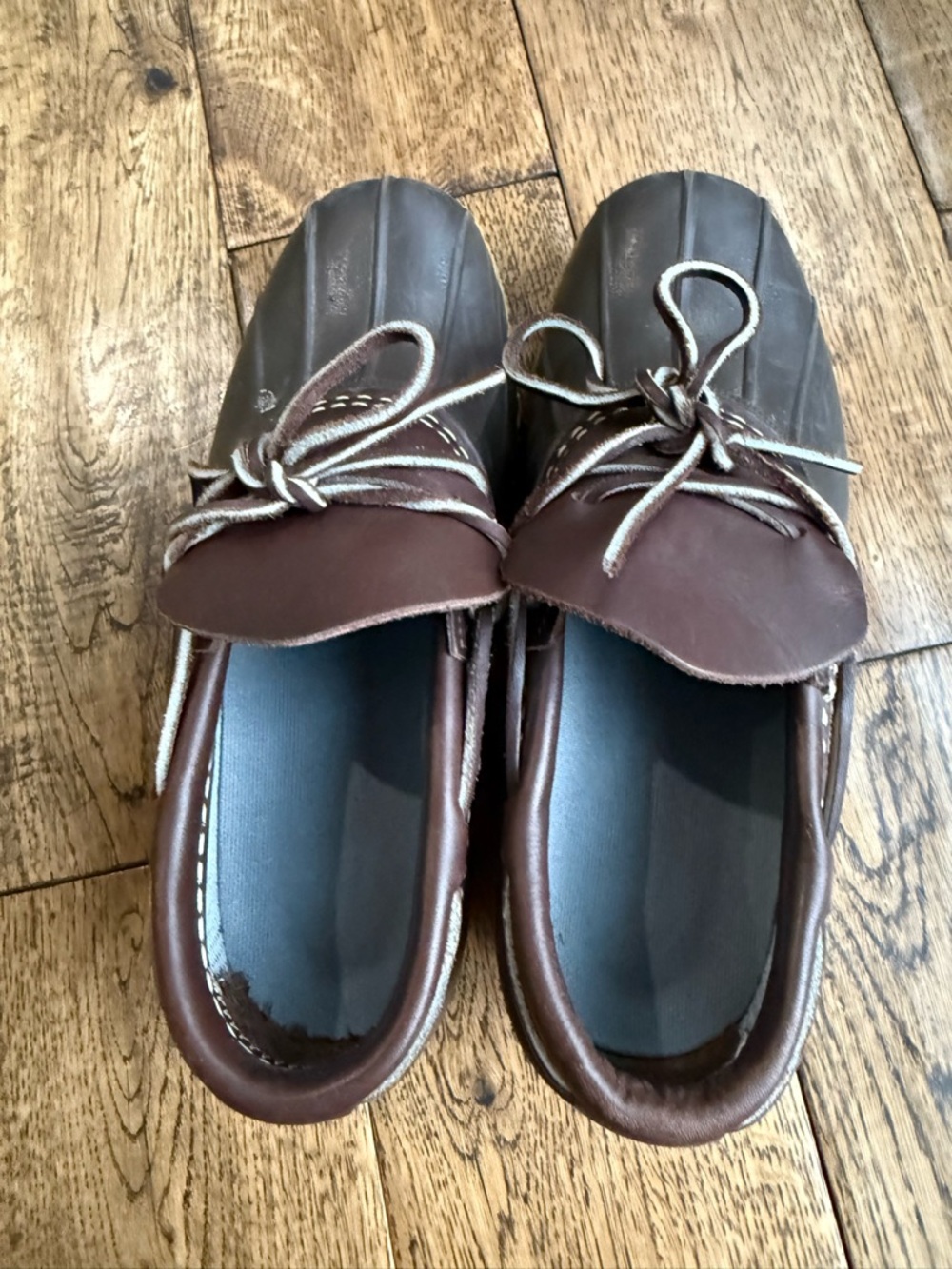 L.L. Bean Brown Leather Duck Shoes with Dark Brown Rubber Toe
